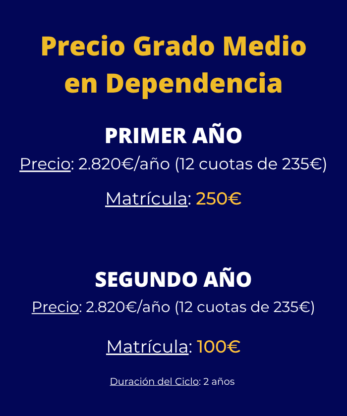Grado Medio en APSD información y precios por cursos compatible con móvil