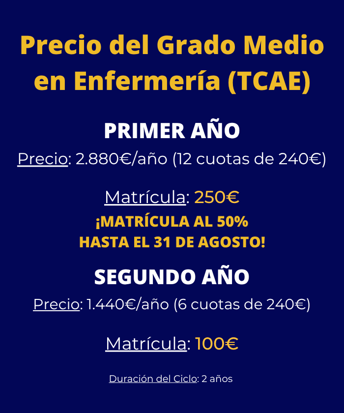 Grado Medio en Auxiliar de Enfermería información y precios por cursos