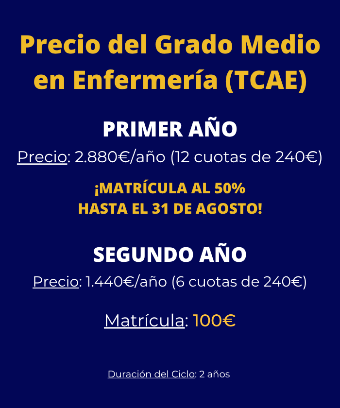 Grado Medio en Auxiliar de Enfermería información y precios por cursos