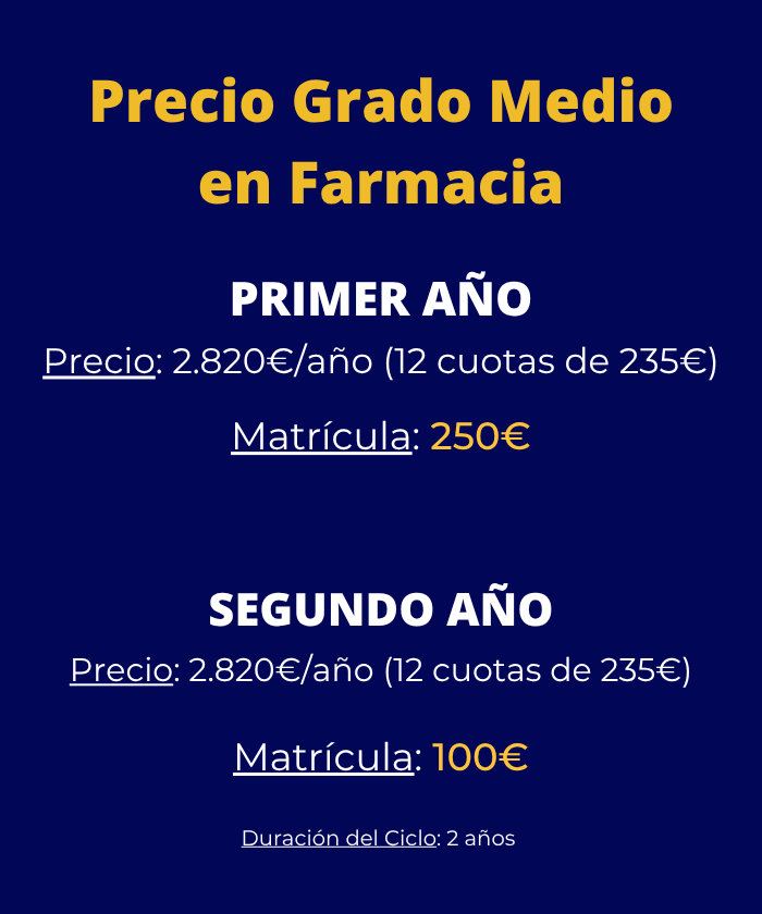 Grado Medio en Farmacia y Parafarmacia en Málaga información y precios por cursos versión móvil