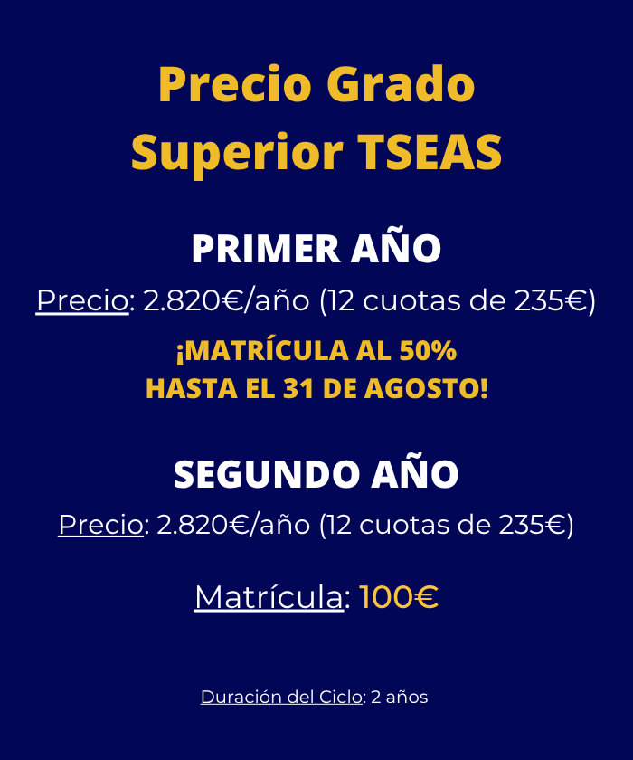 Precio curso 2026-27 tseas grado superior malaga y técnico superior en enseñanza y animación sociodeportiva malaga para dispositivos móviles.