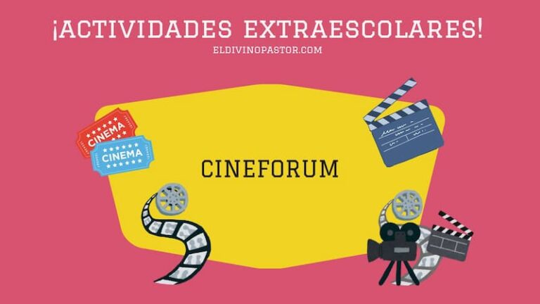 Cartel de la actividad extraescolar Cineforum en el Colegio Privado Concertado El Divino Pastor de Málaga.