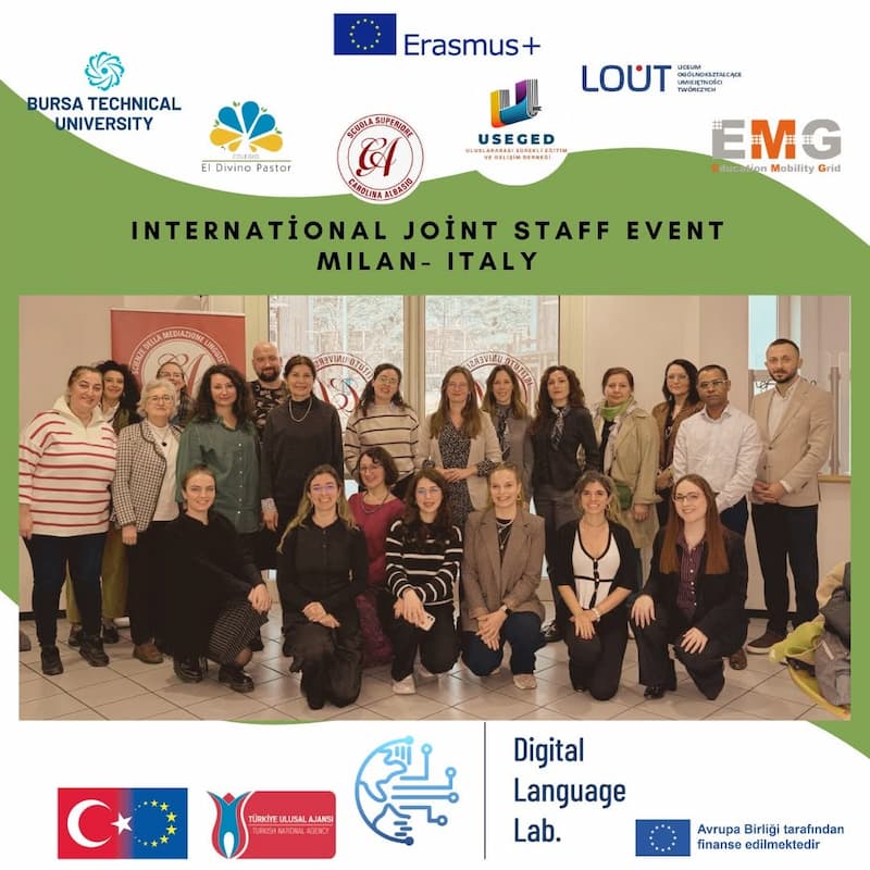 Grupo de profesores europeos del proyecto Digital Language Lab reunidos en Italia para estudiar inglés e idiomas.