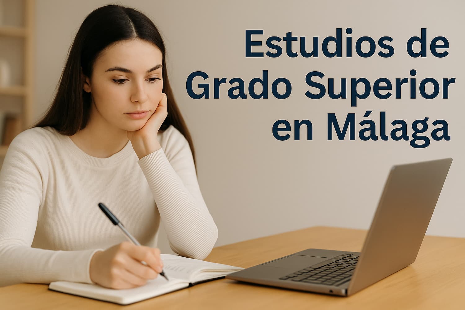 Estudiante analizando opciones de estudios de Grado Superior en Málaga