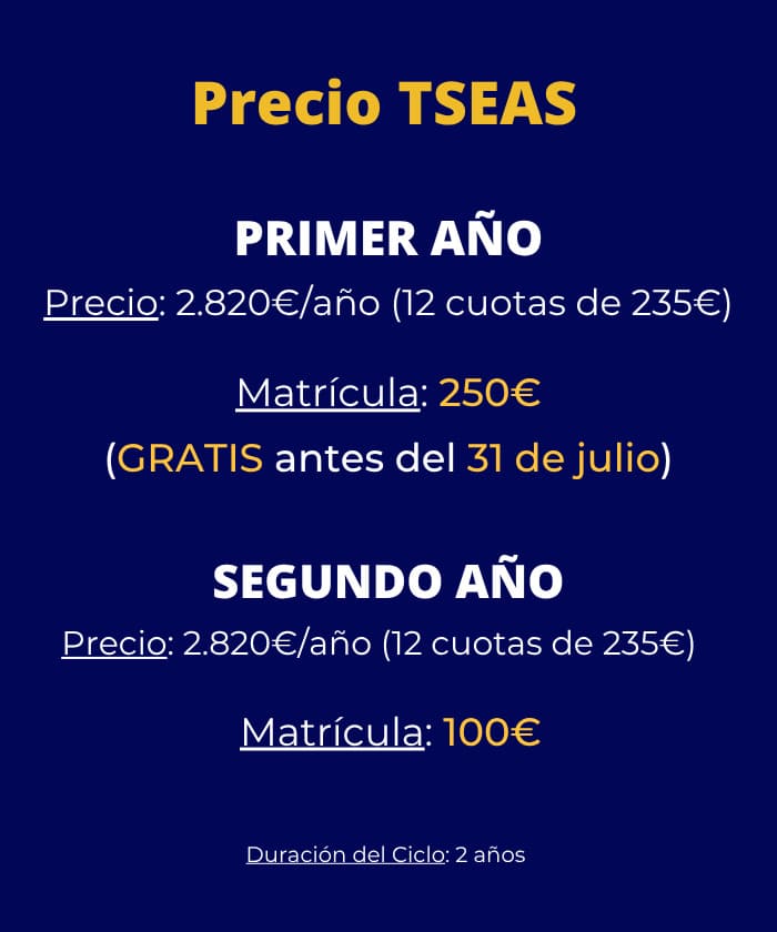 Banner móvil con oferta y precios del ciclo APSD grado medio en Málaga.