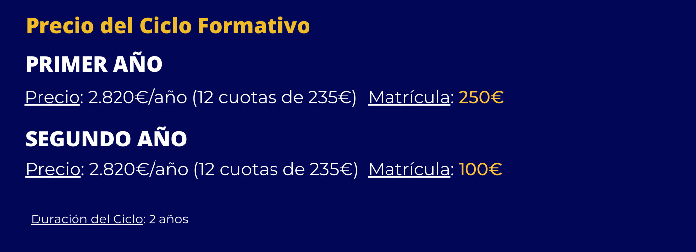 Banner con precios y oferta especial para el ciclo formativo APSD grado medio en Málaga.