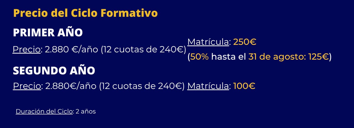 Banner con precios y oferta especial para el ciclo formativo de Farmacia y Parafarmacia en Málaga.